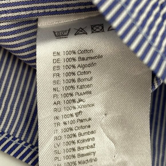 Eton Blue Striped Button-Up Dress Shirt | Size M - Picture 5 of 8